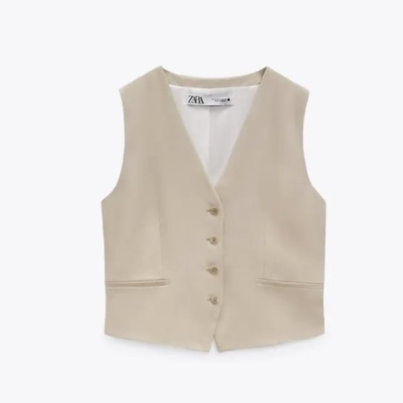 ZARA FULLY LINED FITTED CLASSIC POCKET VEST - Picture 1 of 5